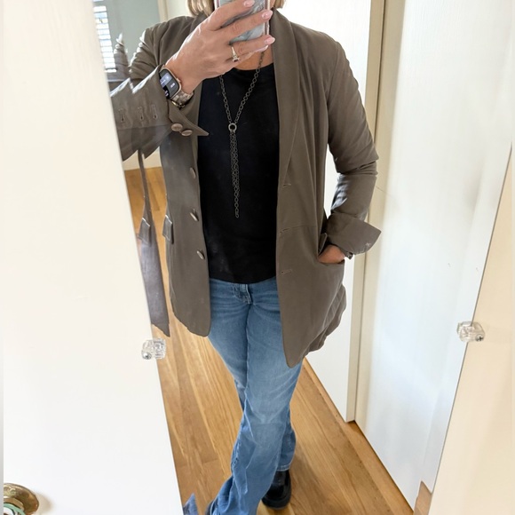 Emporio Armani Taupe Lamb Leather Jacket - Picture 2 of 14